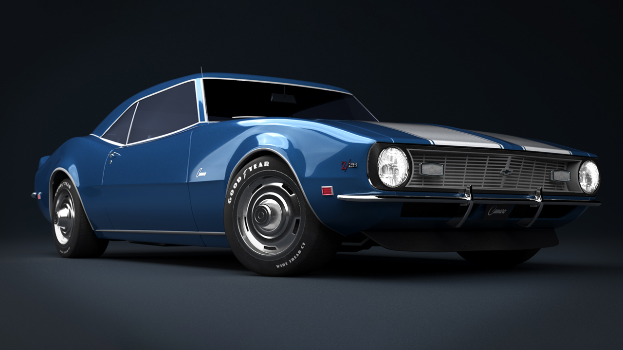 Modelo 3D de un auto Camaro z28 1968